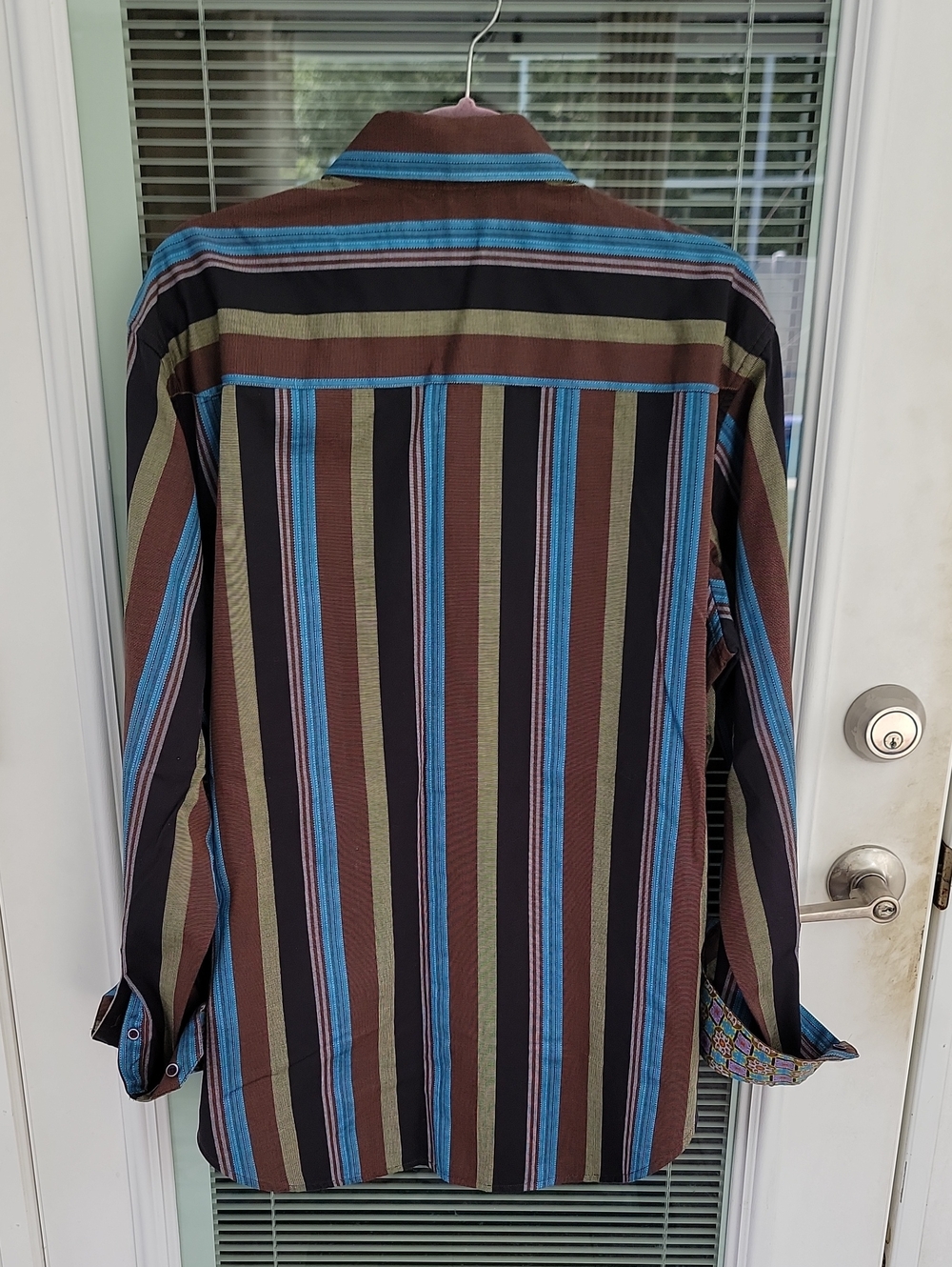Robert Graham Striped Button-Down Shirt Cotton & Silk Sz L - Picture 3 of 12
